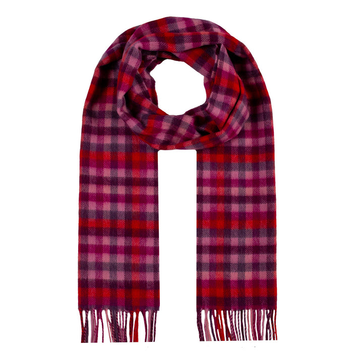 Heritage Plaid Check Cashmere Scarf with Tassels in Scarlet loop