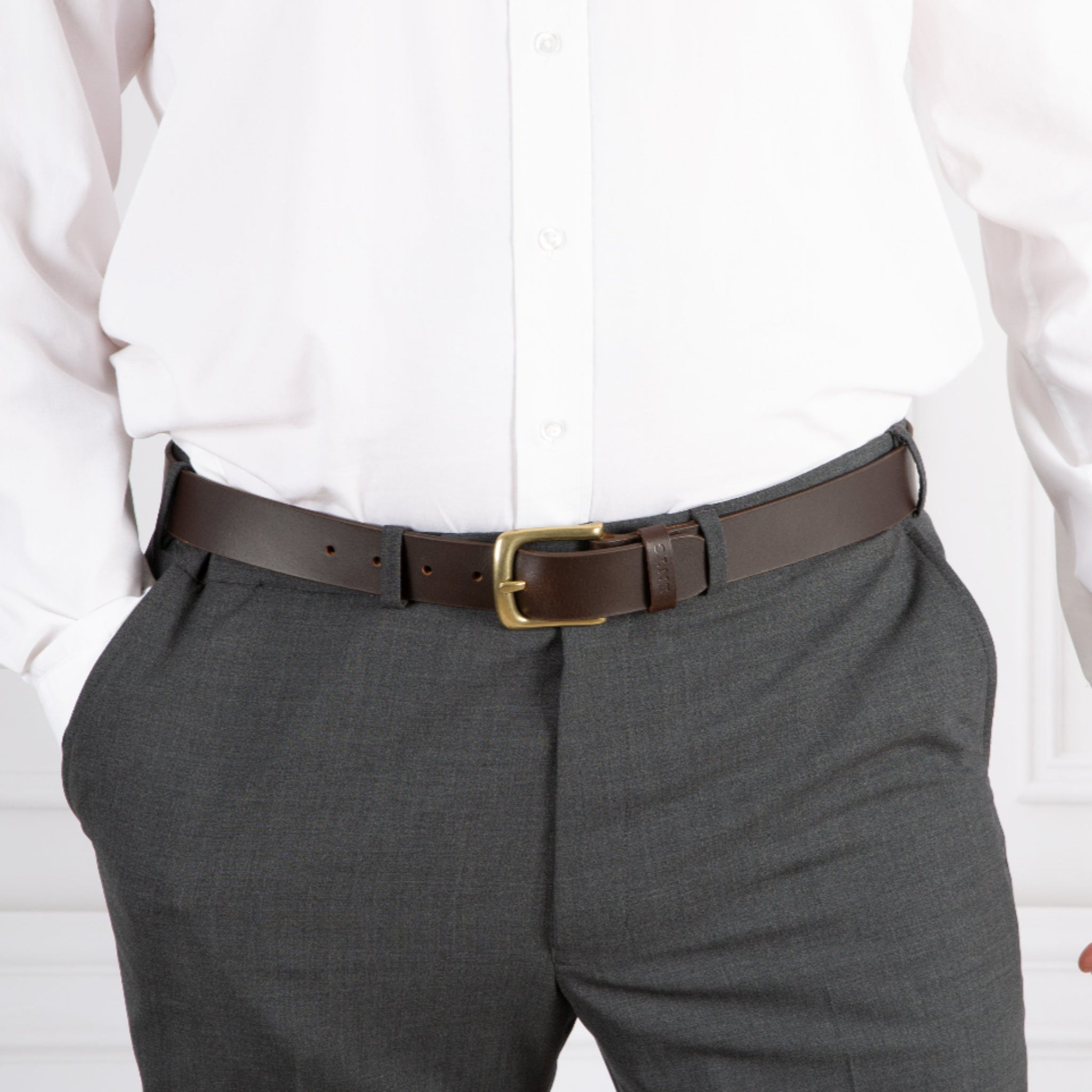 Dents Mens Heritage Lined Full-Grain Leather Belt with Brass Buckle in Brown Dents Mens Heritage Lined Full-Grain Leather Belt with Brass Buckle in Brown