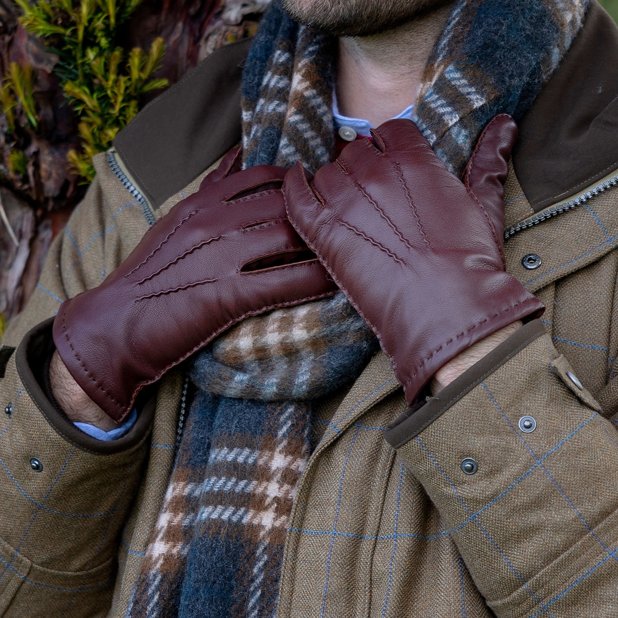mens leather dress gloves cashmere lined Chelsea | Men's long leather gloves men