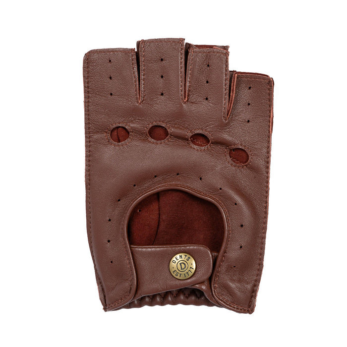 Mens Fingerless Brown Perforation Gloves