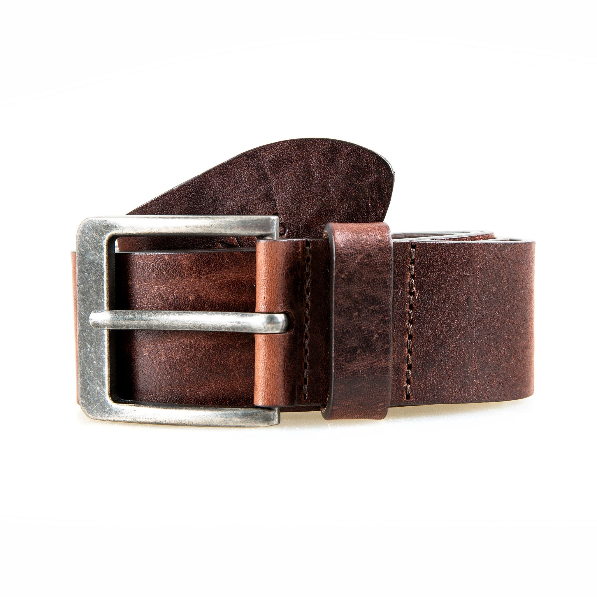 Men s Heritage Full Grain Leather Belt with Antique Pewter Buckle Brown L