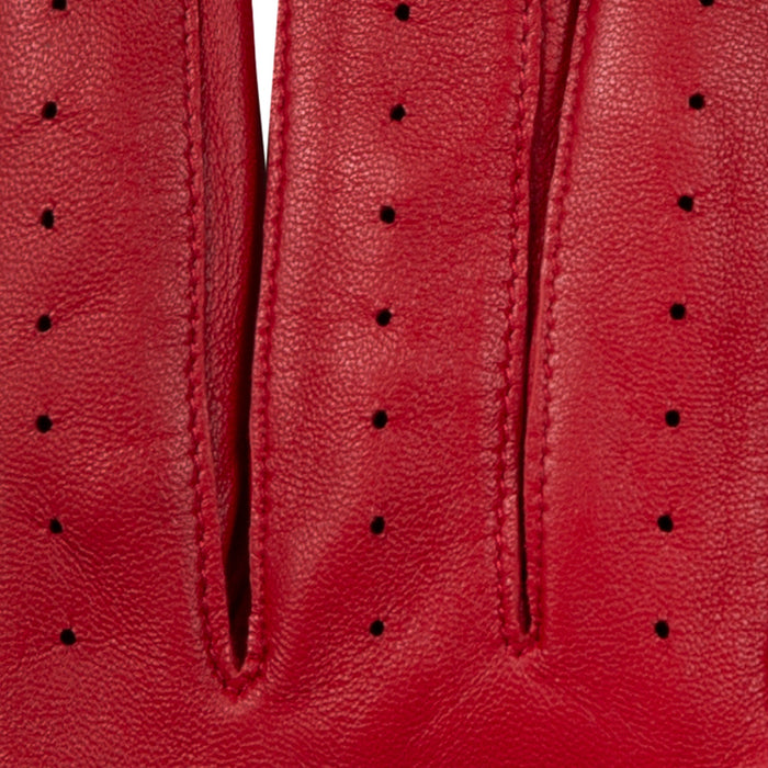 Men's leather driving gloves in berry/black