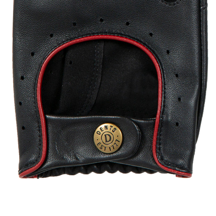 Men's leather driving gloves in black/berry