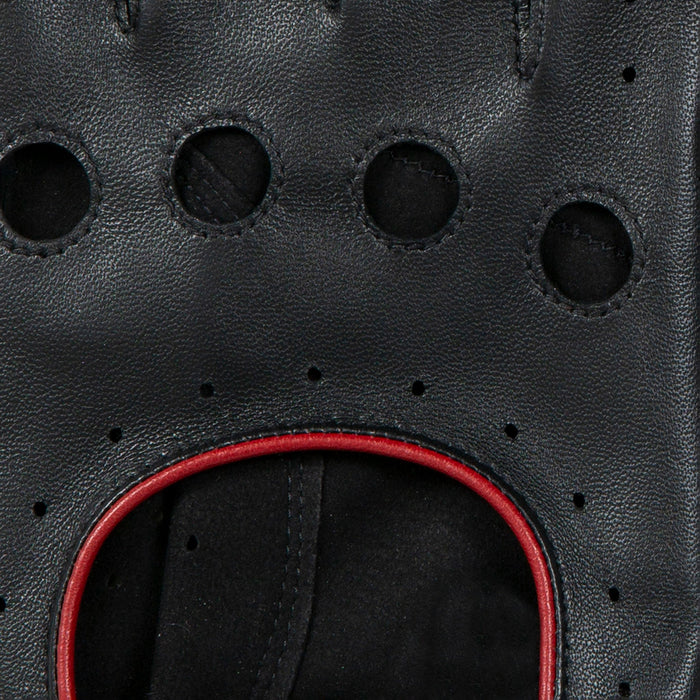 Men's leather driving gloves in black/berry