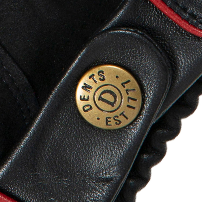 Men's leather driving gloves in black/berry stud