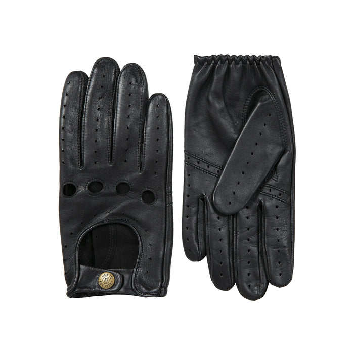 Men's leather driving gloves in Black side by side