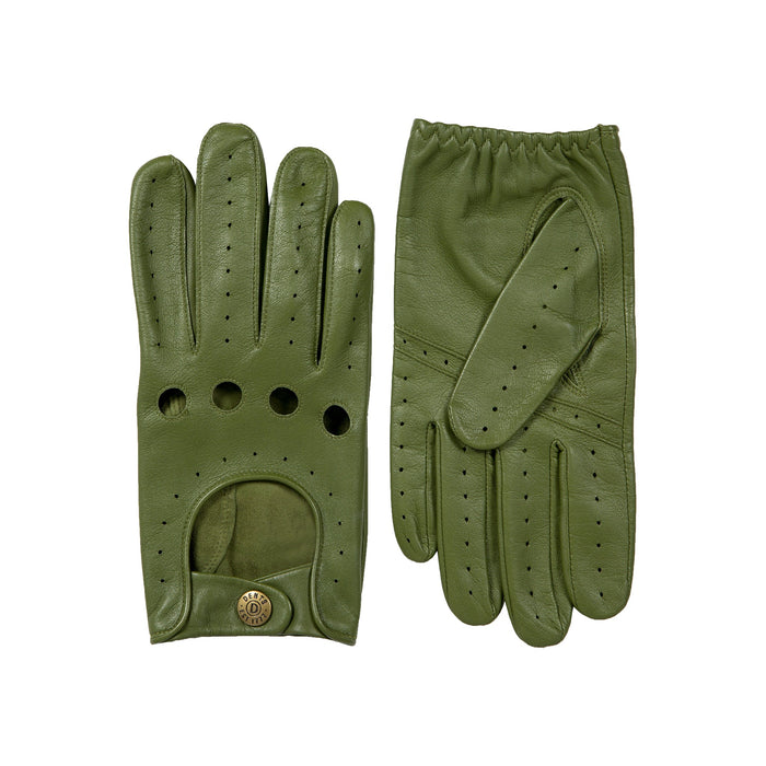 Men's leather driving gloves in lincoln green