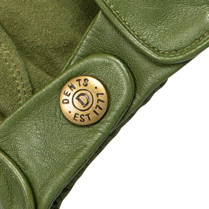 Men's leather driving gloves in lincoln green stud