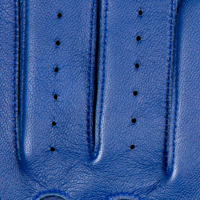 Men's leather driving gloves in royal blue/black