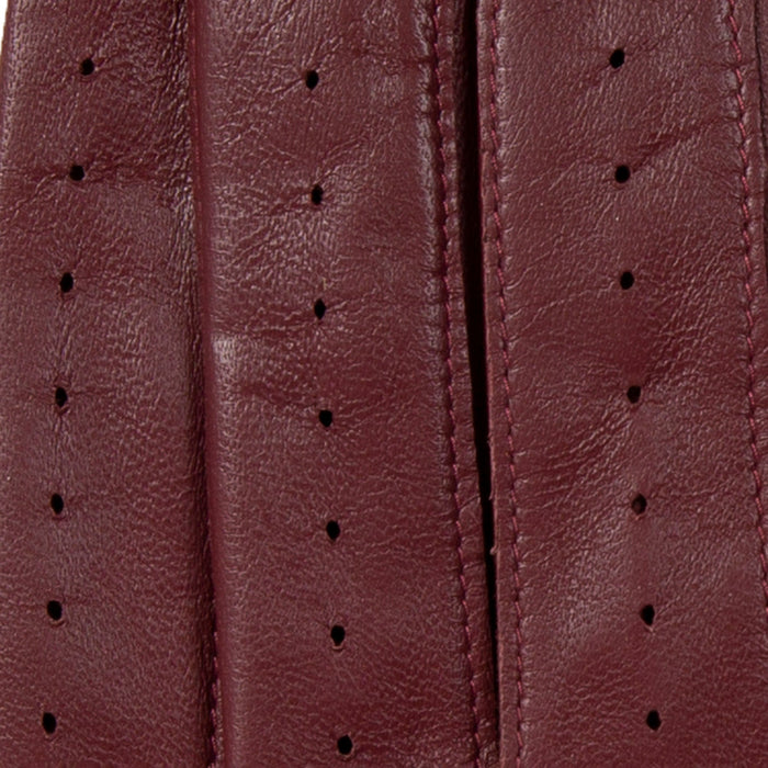 Men's leather driving gloves in Wine red with Black trim fingers
