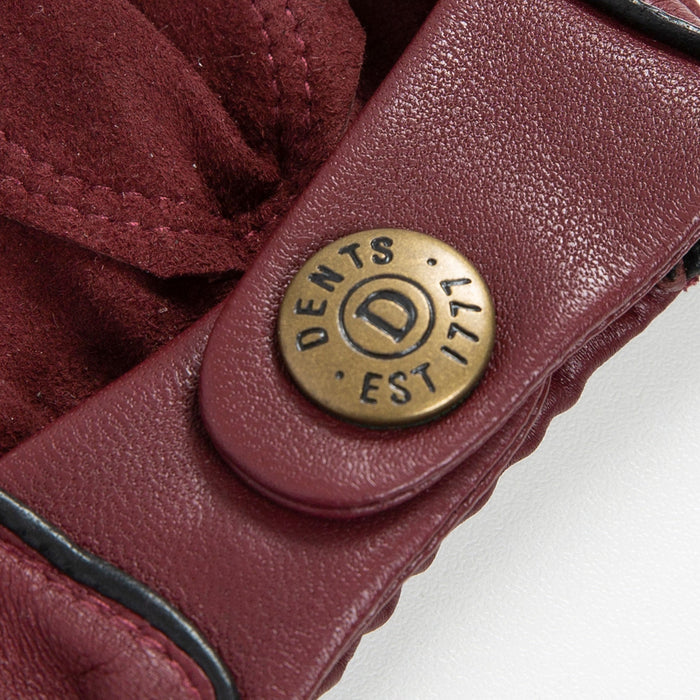 Men's leather driving gloves in Wine red with Black trim stud