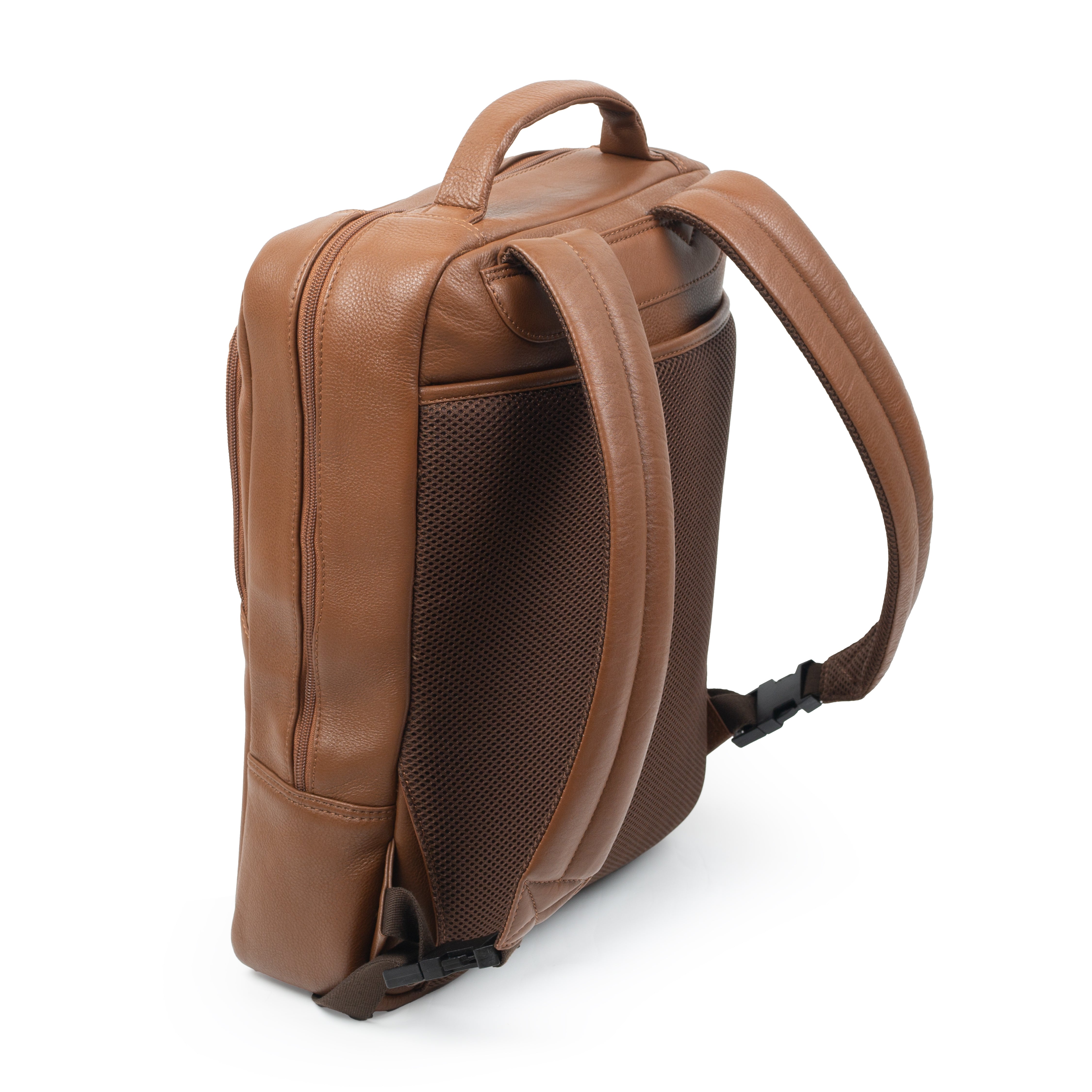 100 mens genuine leather backpack Men's Pebble Grain Leather Backpack, Caramel / One