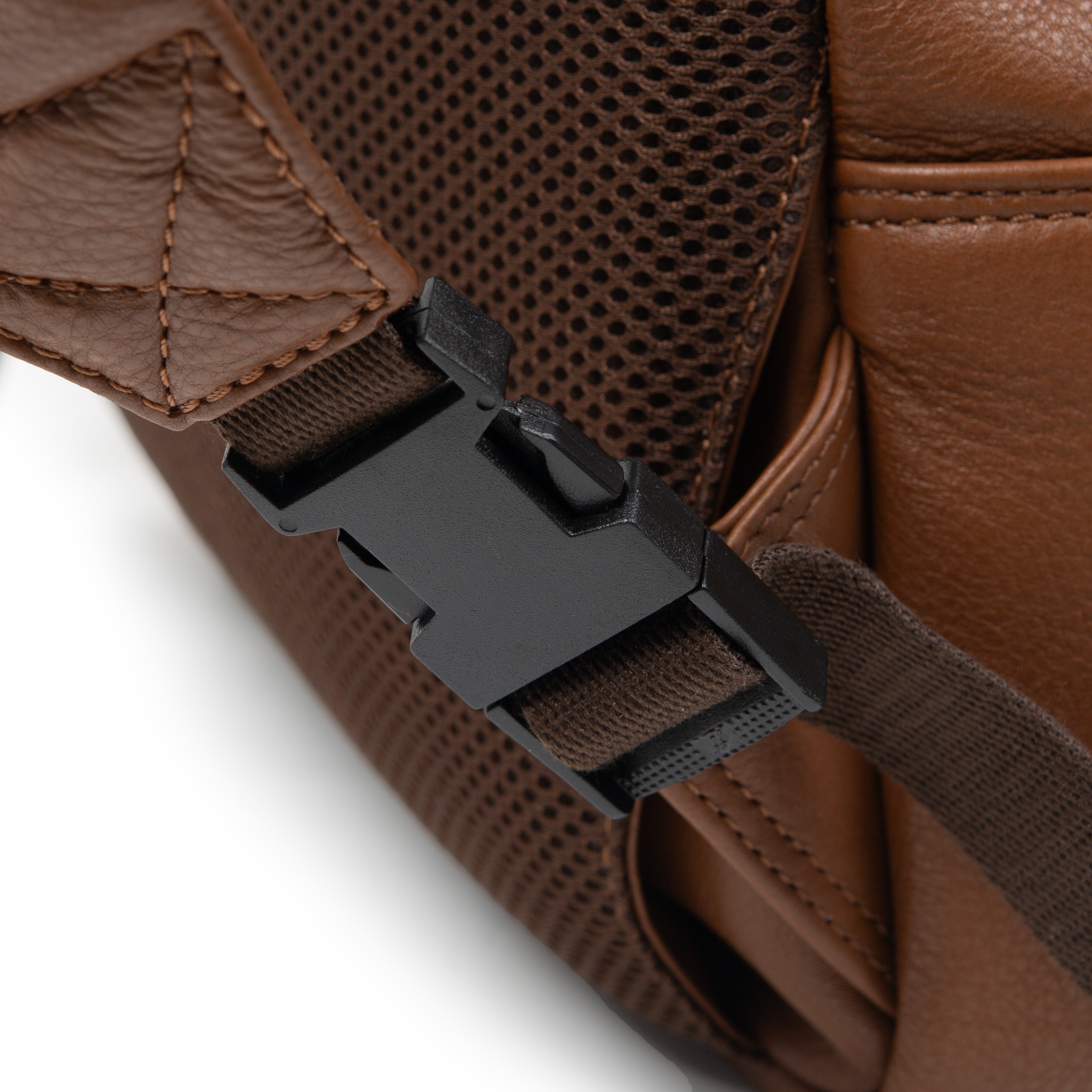 buckle backpack leather Men's Pebble Grain Leather Backpack, Caramel / One