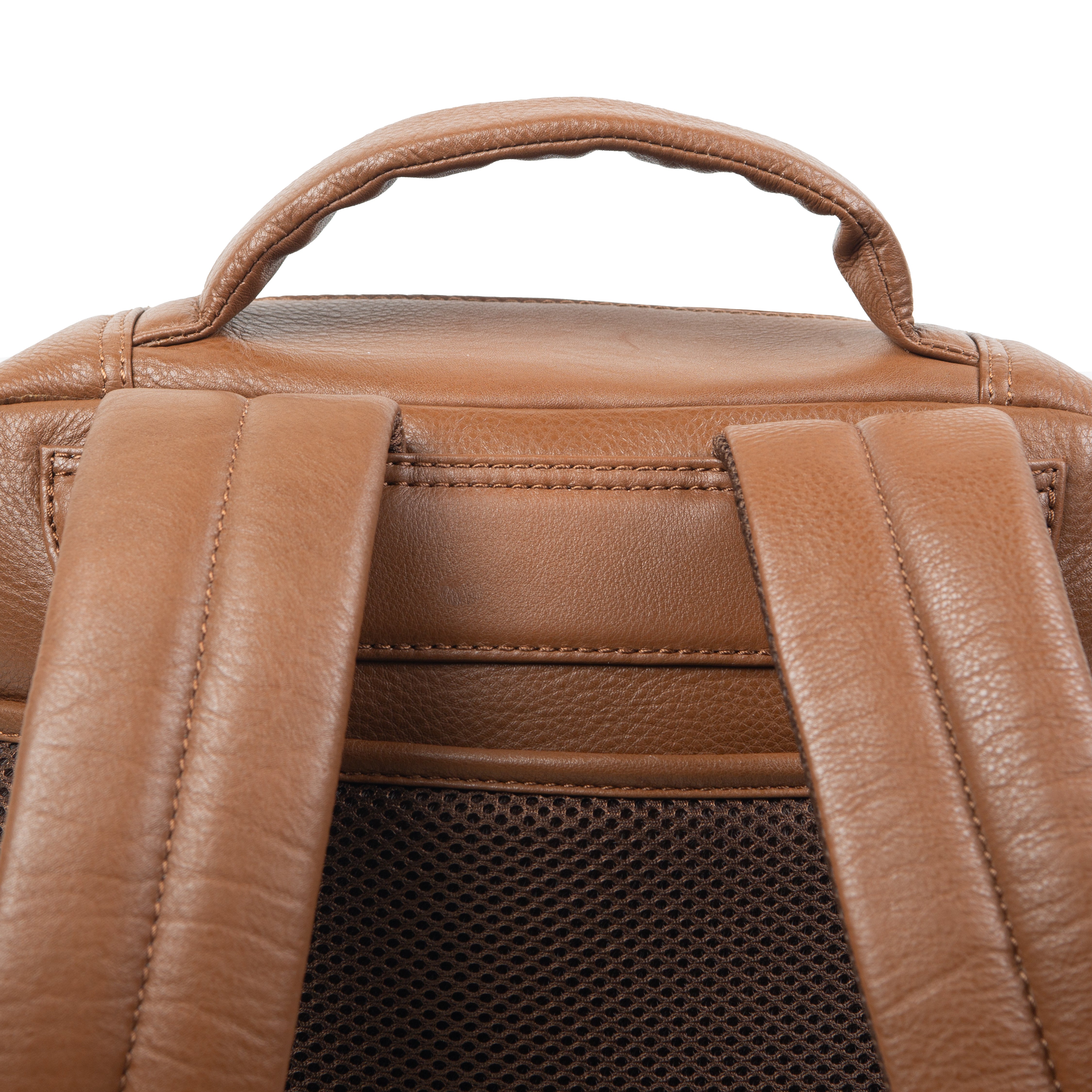 Men's Pebble Grain Leather Backpack, Caramel / One