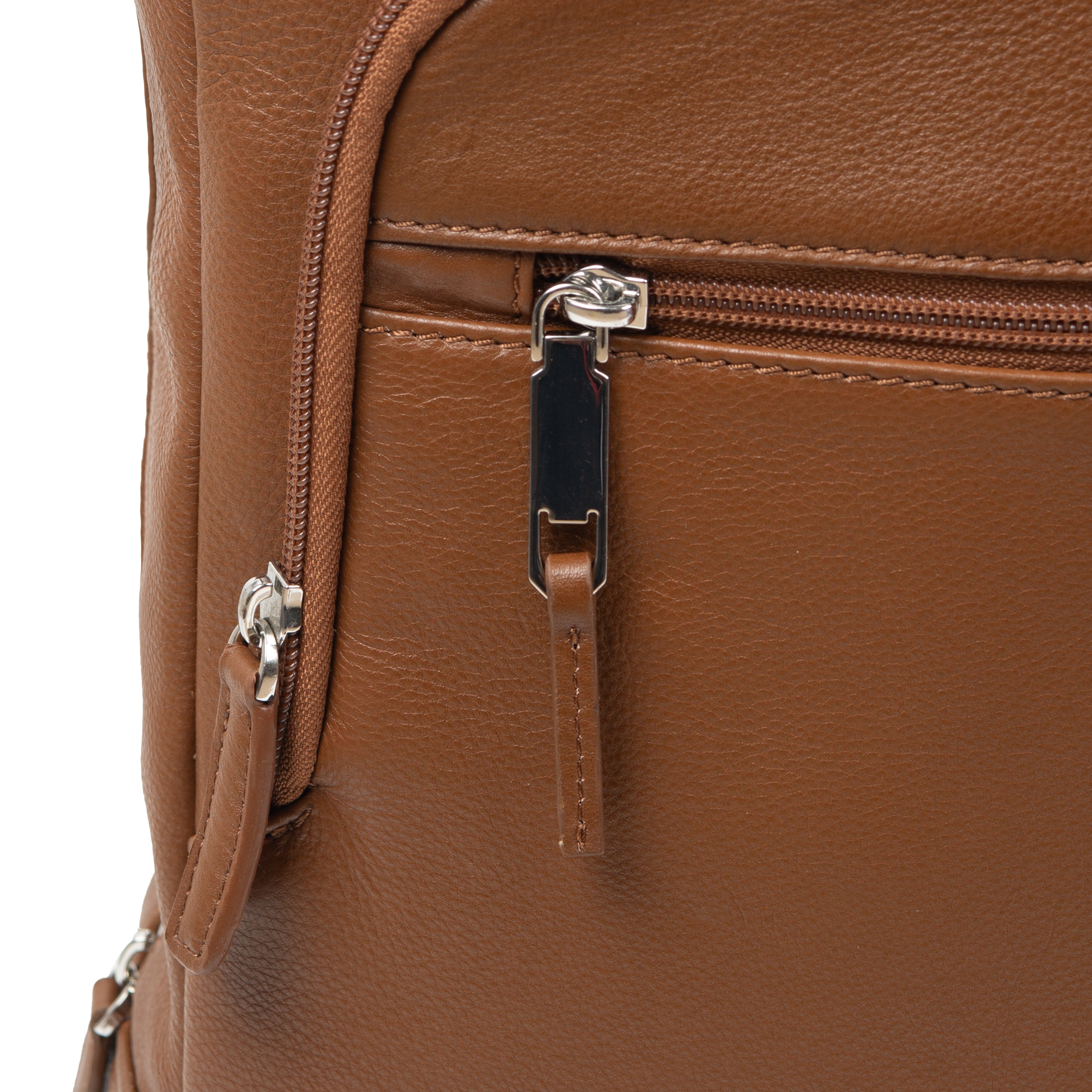 Men's Pebble Grain Leather Backpack, Caramel / One