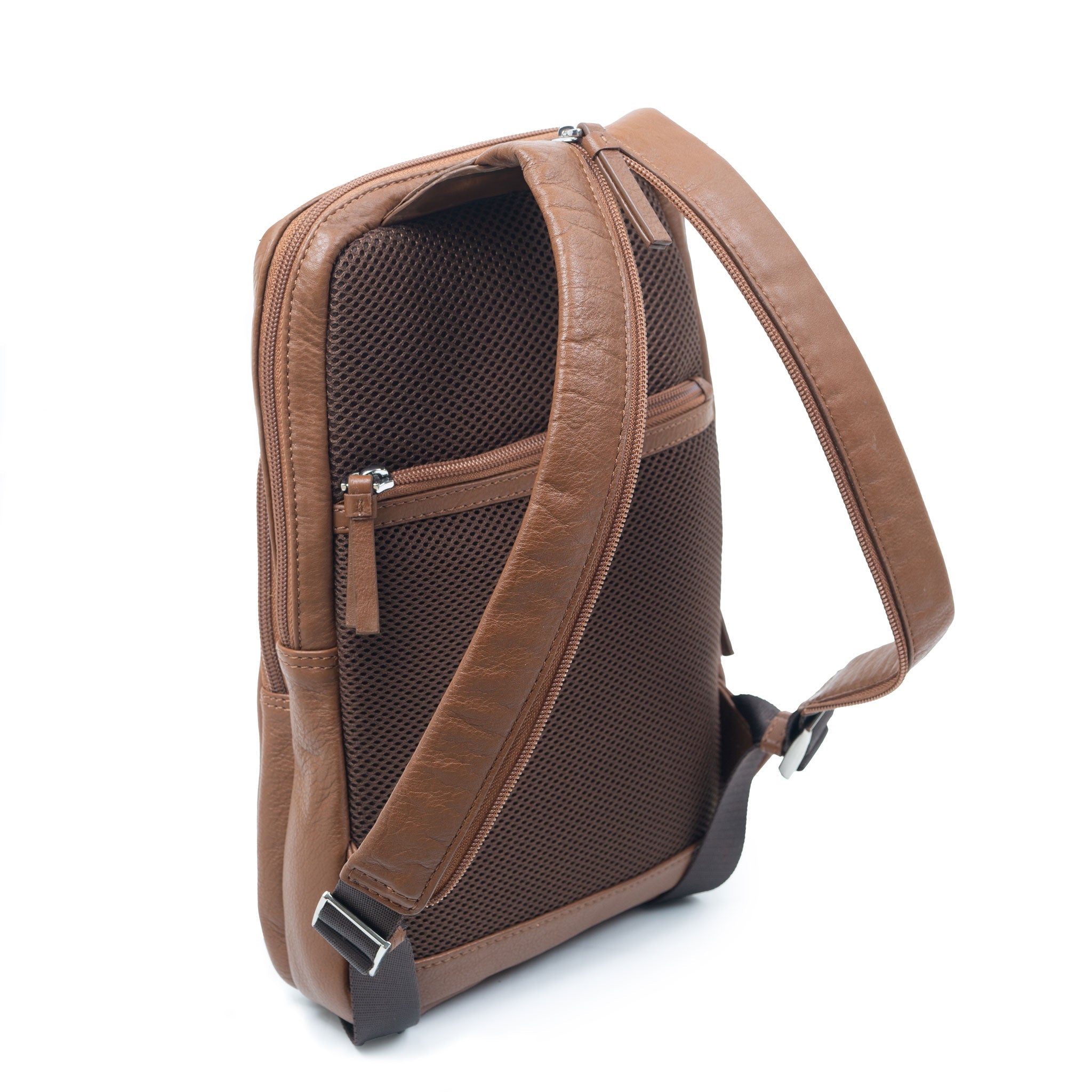 Men's Small Pebble Grain Leather Backpack, Caramel / One Men's Small Pebble Grain Leather Backpack, Caramel / One