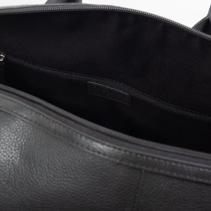 Men's Pebble Grain Weekend Holdall Bag in Black inside