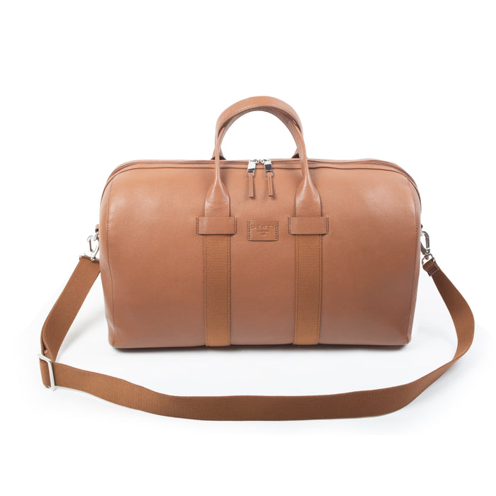 Men's Pebble Grain Weekend Holdall Bag in Caramel