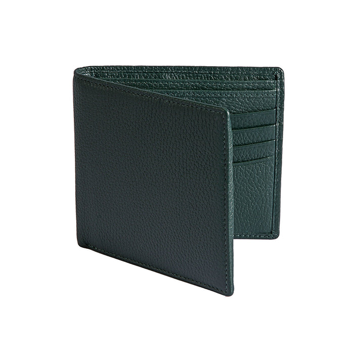 Men's Bottle Green Slim Pebble Grain Leather Bifold Wallet with RFID Blocking