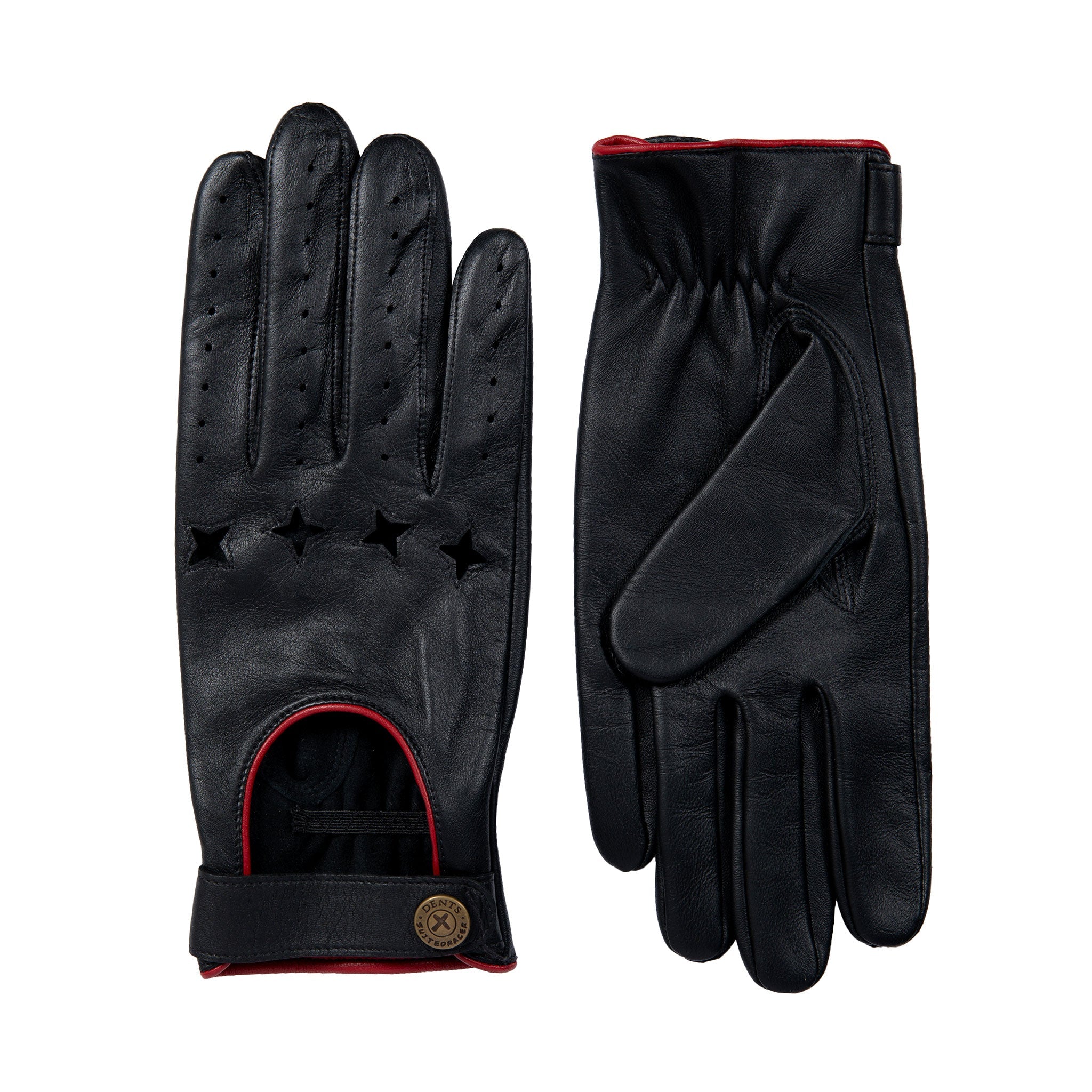 Men's The Suited Racer Touchscreen Leather Driving Gloves with Wristwatch  Cut-out