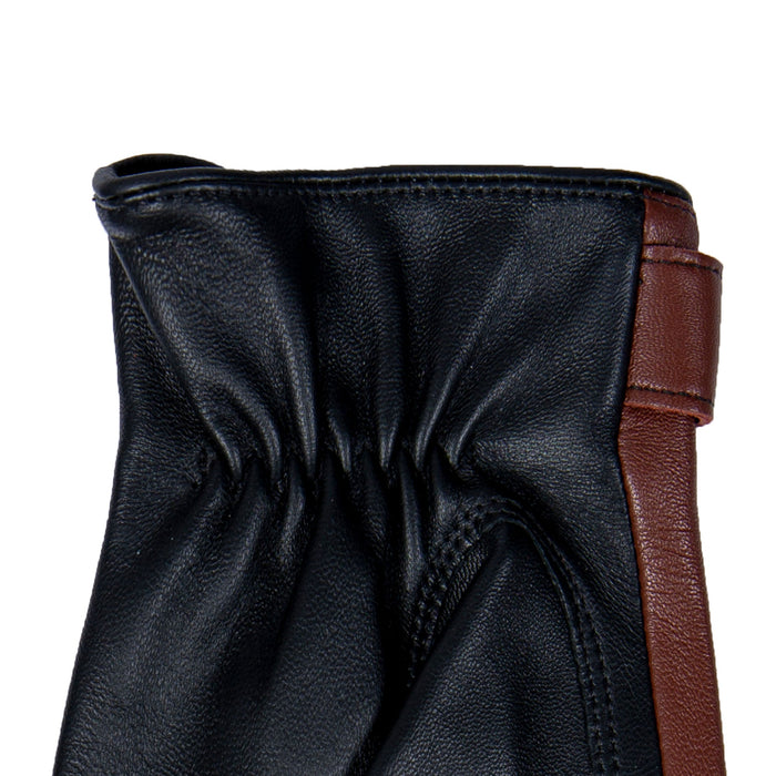 Men's The Suited Racer touchscreen leather driving gloves with wristwatch cut out in english tan palm cuff