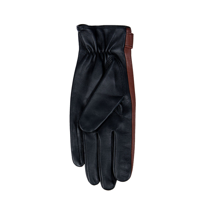 Men's The Suited Racer touchscreen leather driving gloves with wristwatch cut out in english tan palm