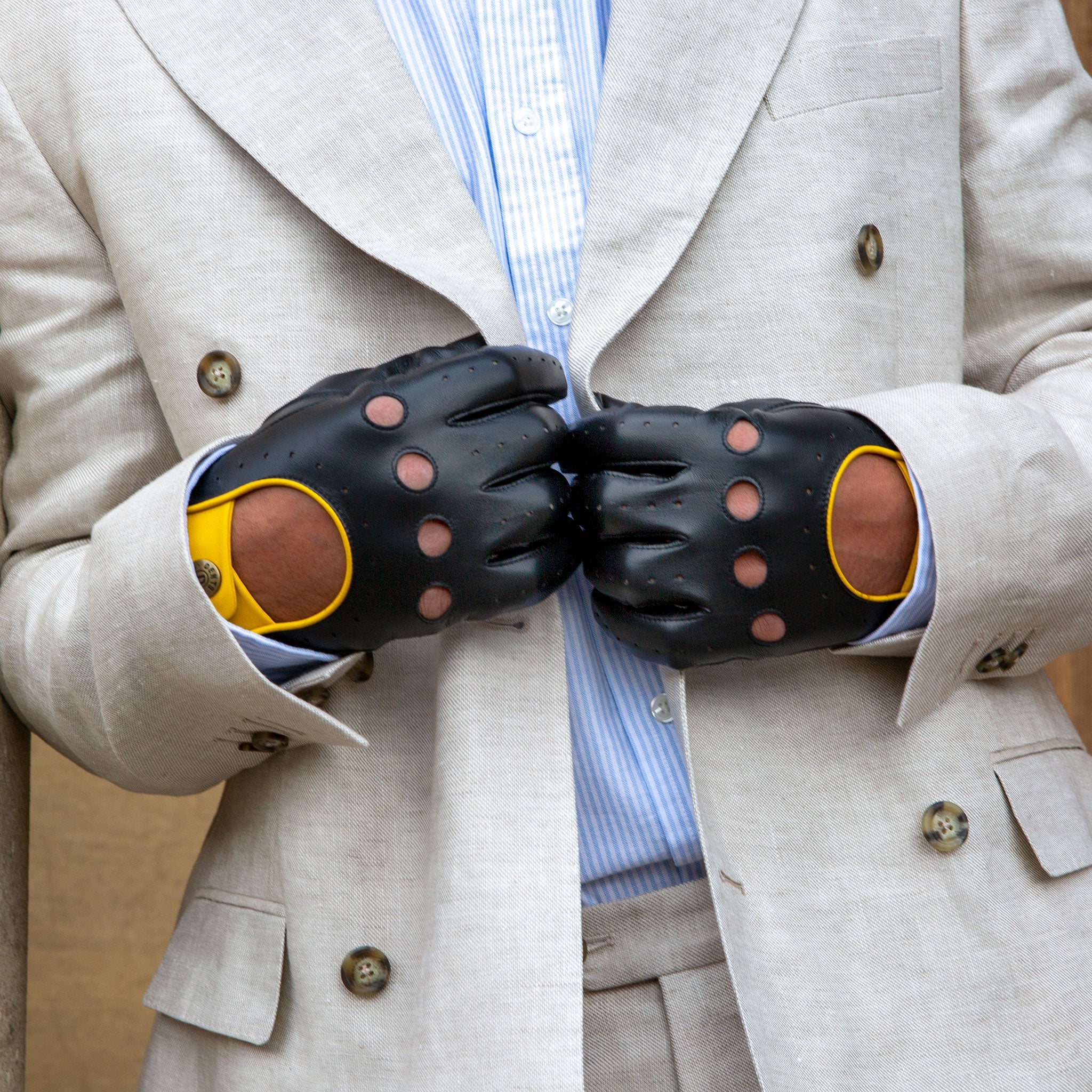 Men's Touchscreen Three-Colour Leather Driving Gloves | Dents