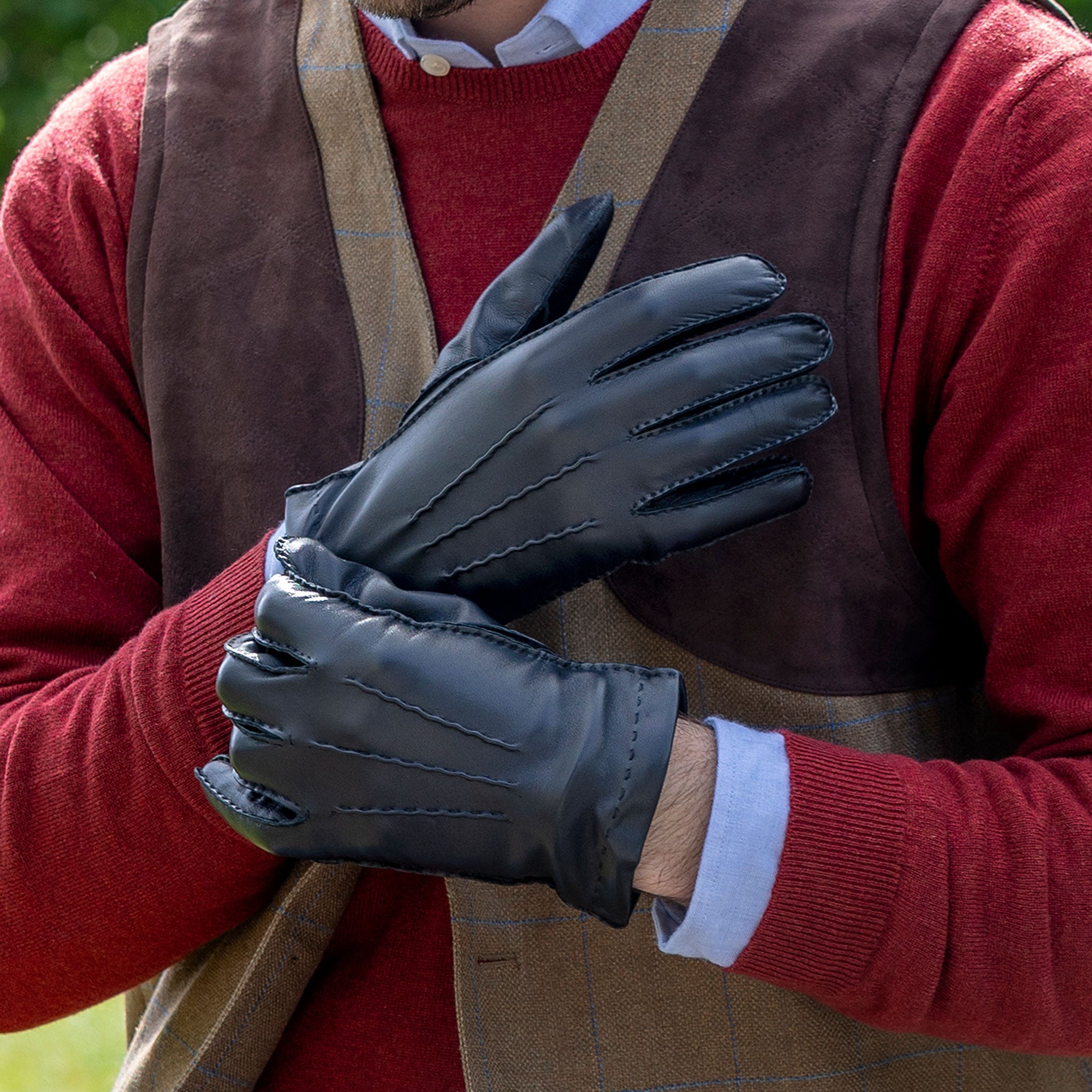 Shaftesbury | Men's Cashmere Lined Touchscreen Leather Gloves | Dents