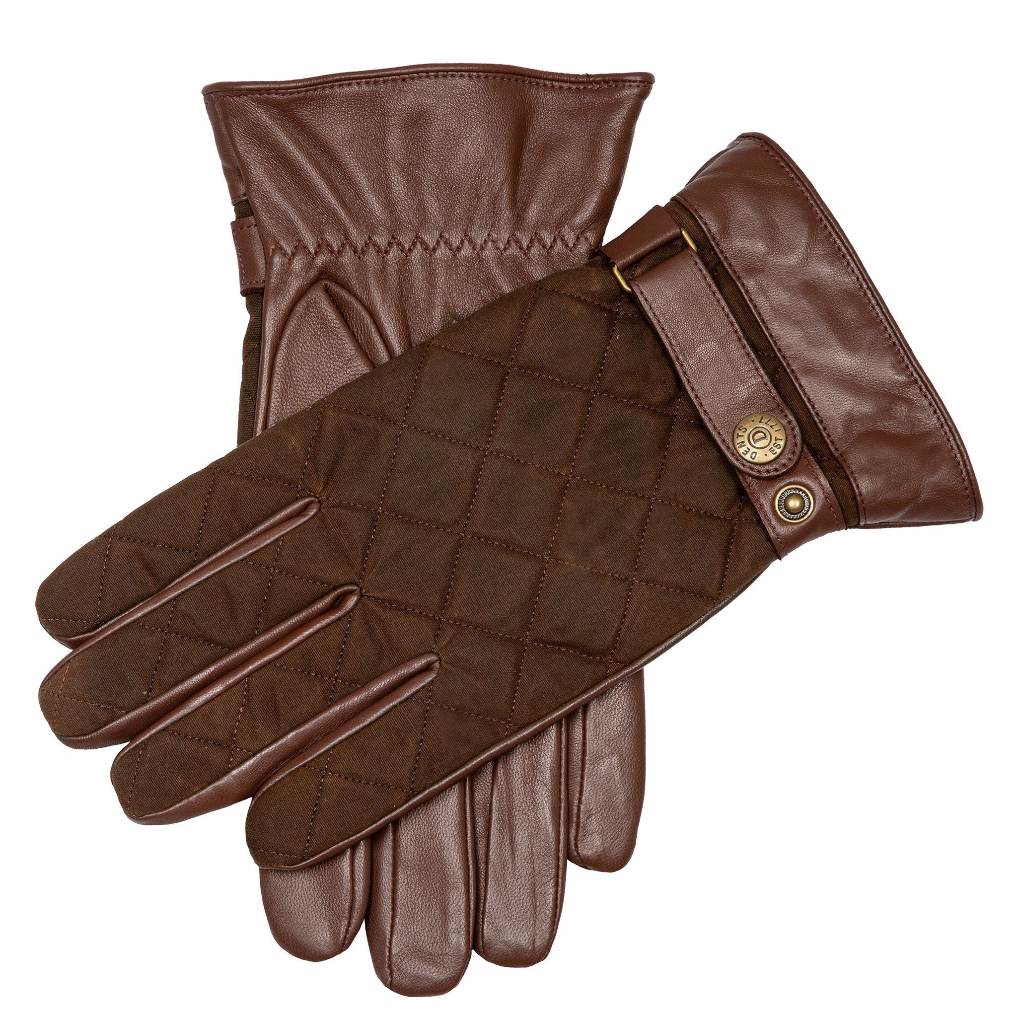 Dents Bruton Men's Water-Resistant Lined Leather Gloves with Waxed Cotton Quilting - Brown - Large - A Fine Pair of Shoes Dents Bruton Men's Water-Resistant Lined Leather Gloves with Waxed Cotton Quilting - Brown - Large - A Fine Pair of Shoes