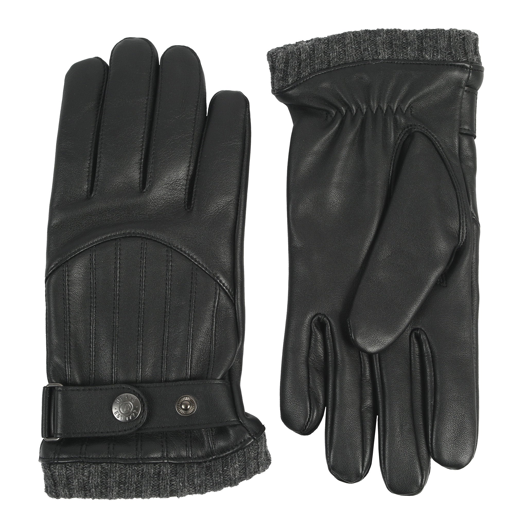 Men's Touchscreen Wool Blend-Lined Leather Gloves with Vertical Stitch | Dents