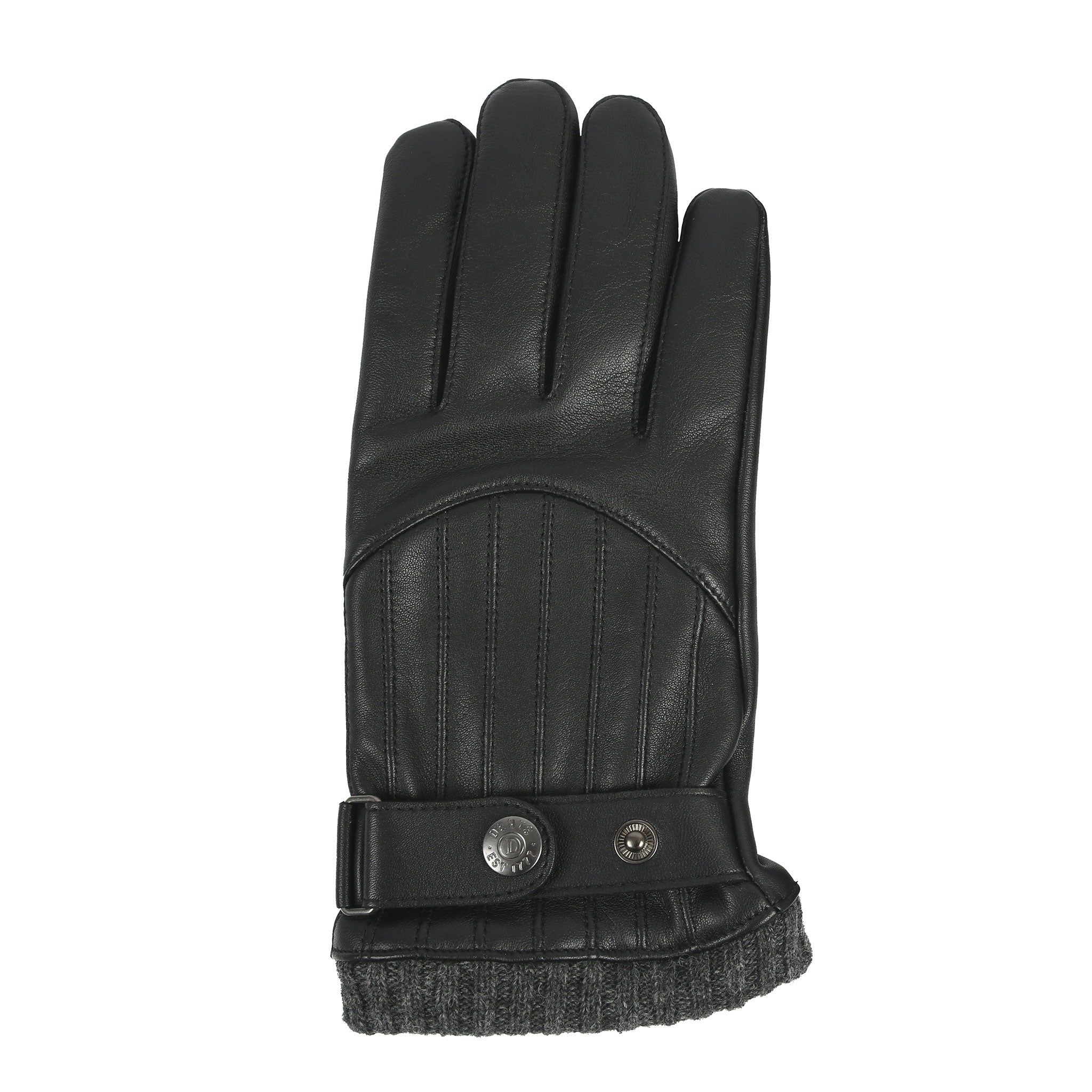 Men's Touchscreen Wool Blend-Lined Leather Gloves with Vertical
