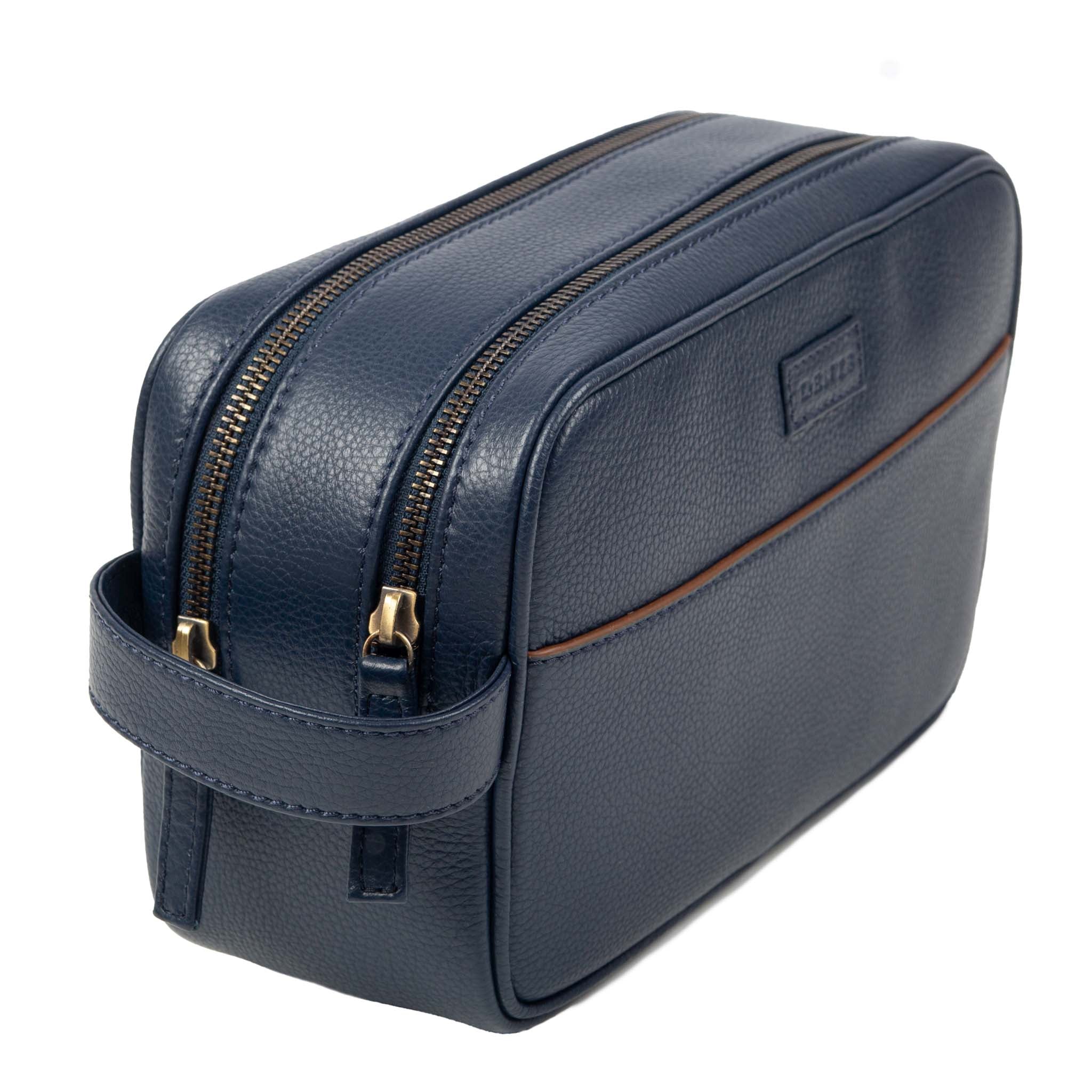 DOCUS ラウンドバック（ネイビー） Small Double Zip Toiletry Bag | Full grain leather, compact