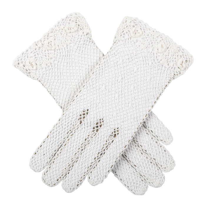 Women's Cotton Crochet Gloves, White / One