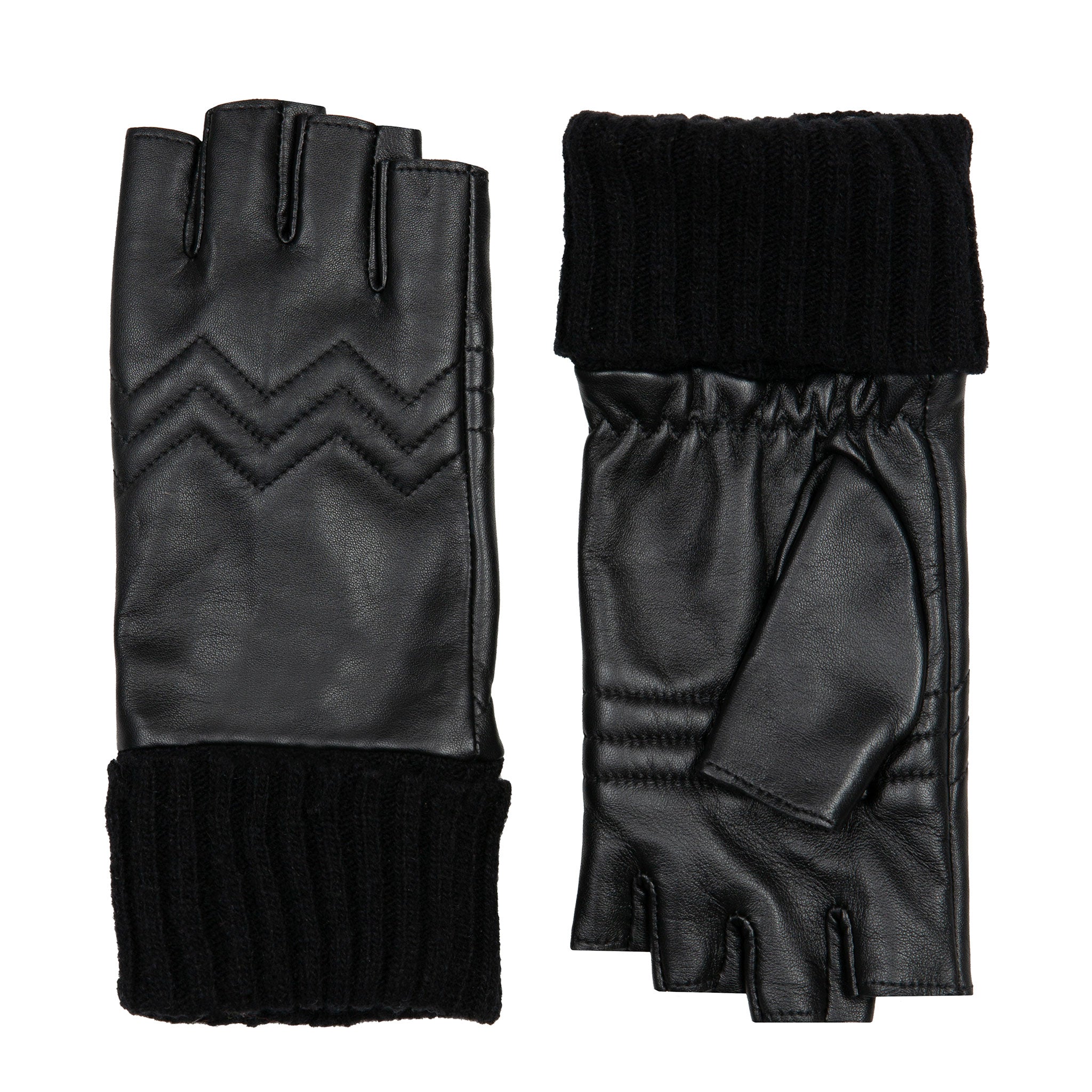 Women's Black outlet Fingerless Gloves with Cashmere Lining Handmade