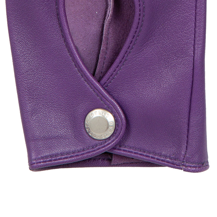 Women's Lined Leather Driving Gloves Amethyst right cuff