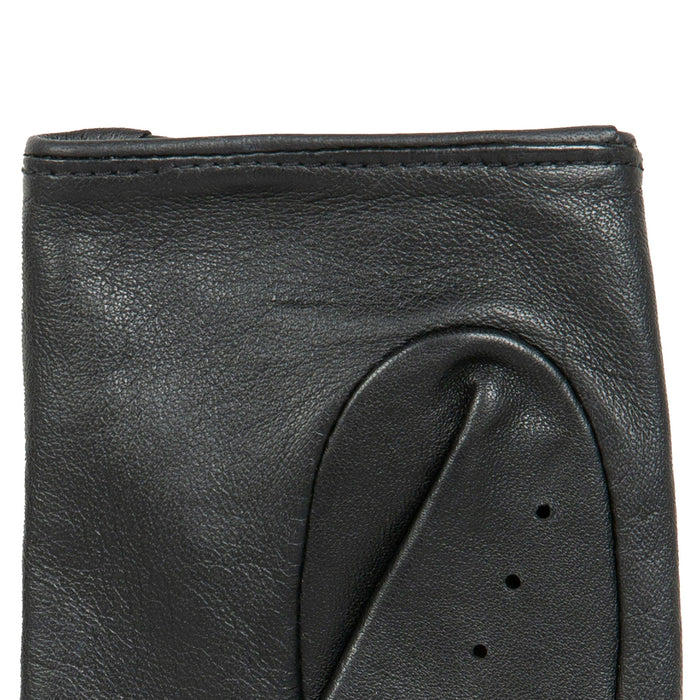 Women's Lined Leather Driving Gloves Black left cuff
