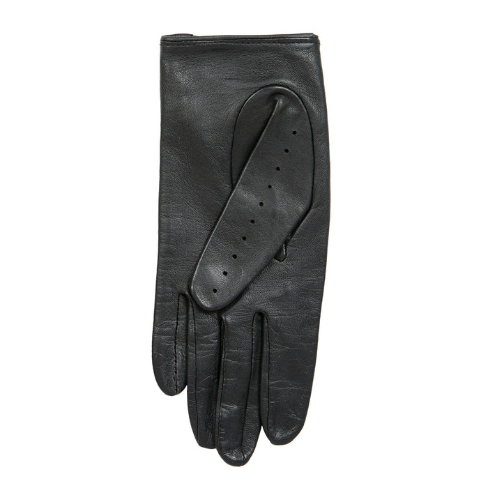 Women's Lined Leather Driving Gloves Black left