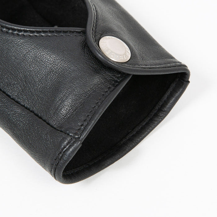 Women's Lined Leather Driving Gloves Black open cuff