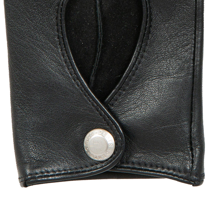 Women's Lined Leather Driving Gloves Black right cuff