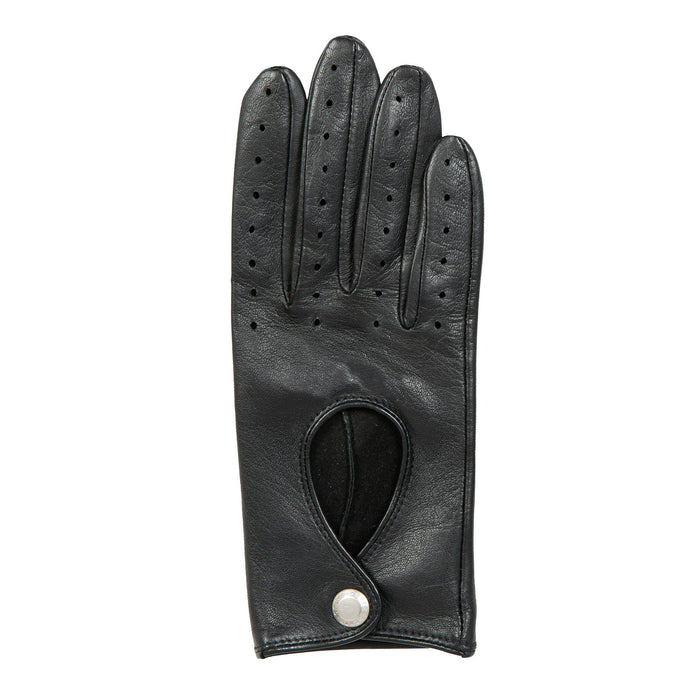 Women's Lined Leather Driving Gloves Black right