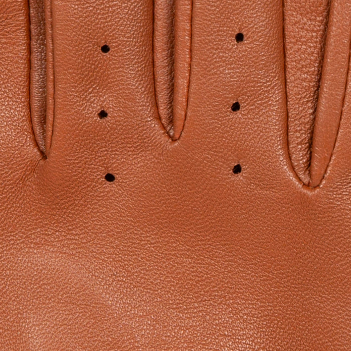Women's Lined Leather Driving Gloves Cognac fingers