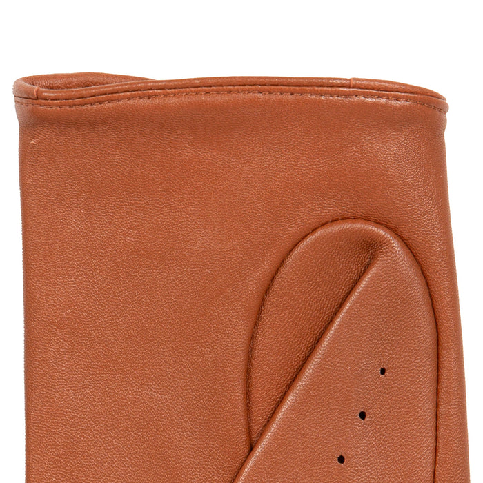 Women's Lined Leather Driving Gloves Cognac left cuff