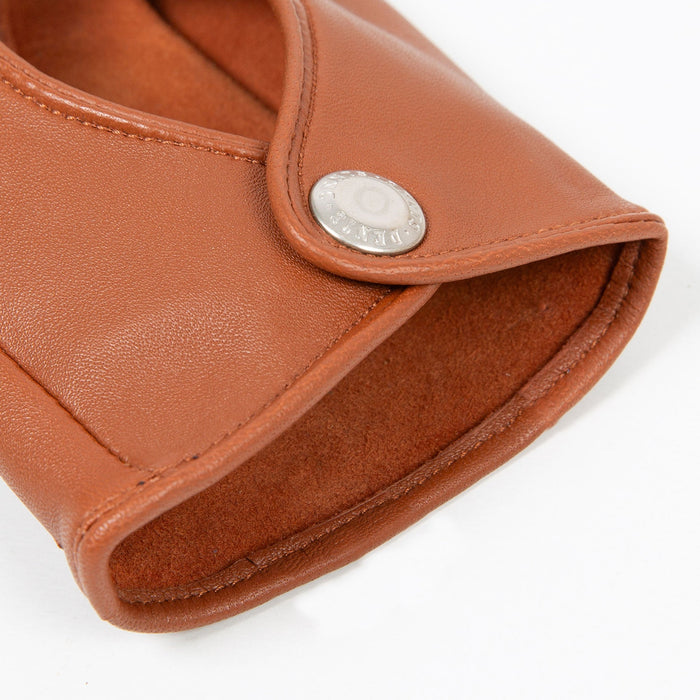 Women's Lined Leather Driving Gloves Cognac open cuff