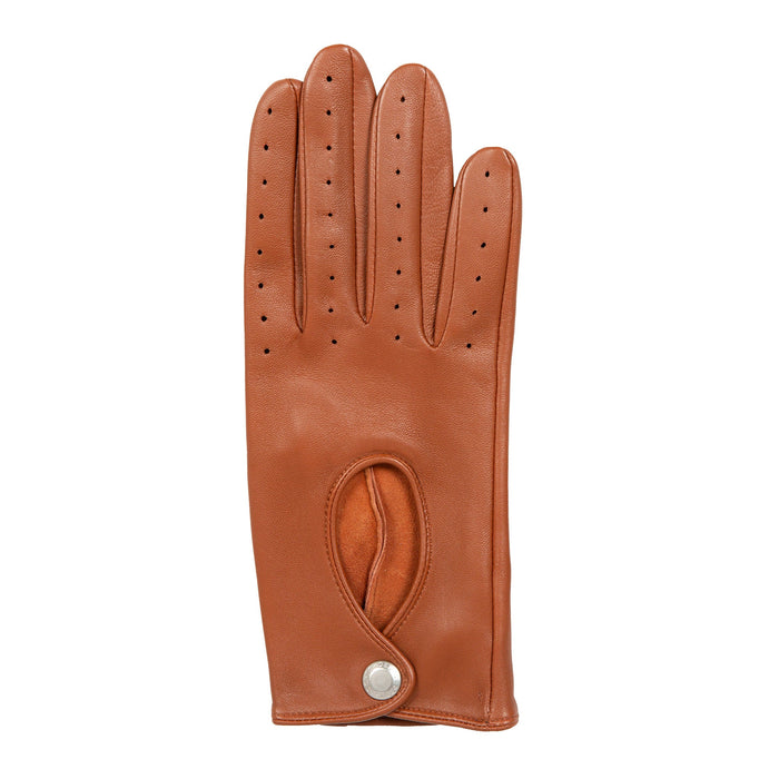 Women's Lined Leather Driving Gloves Cognac right
