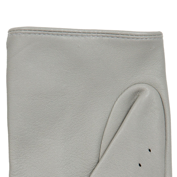 Women's Lined Leather Driving Gloves Dove Grey left cuff