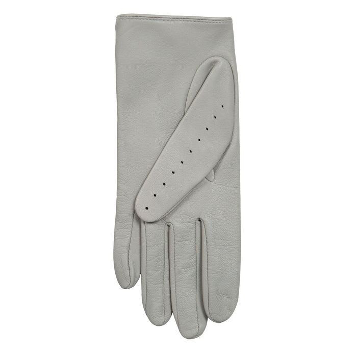 Women's Lined Leather Driving Gloves Dove Grey left