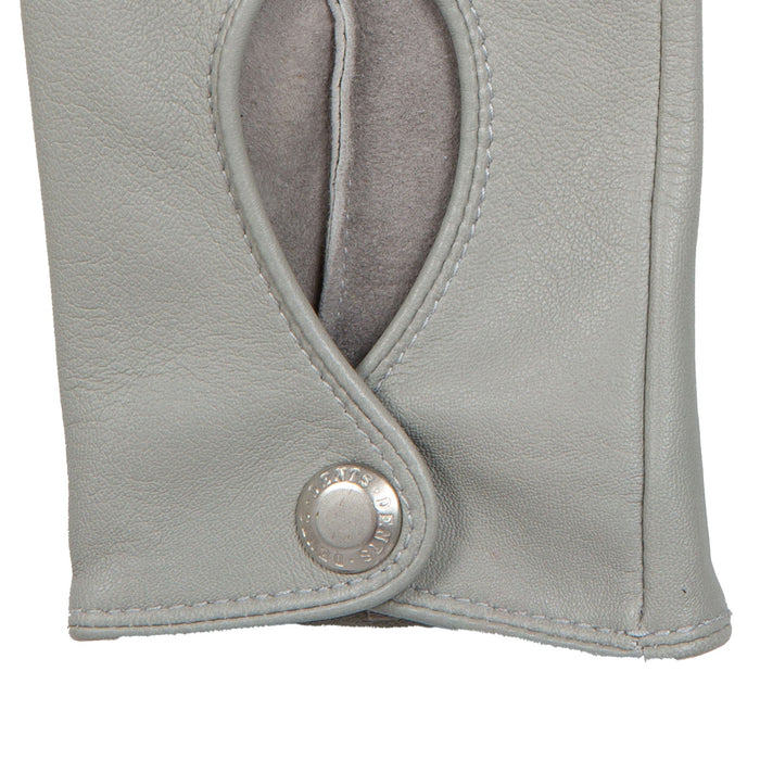 Women's Lined Leather Driving Gloves Dove Grey right cuff