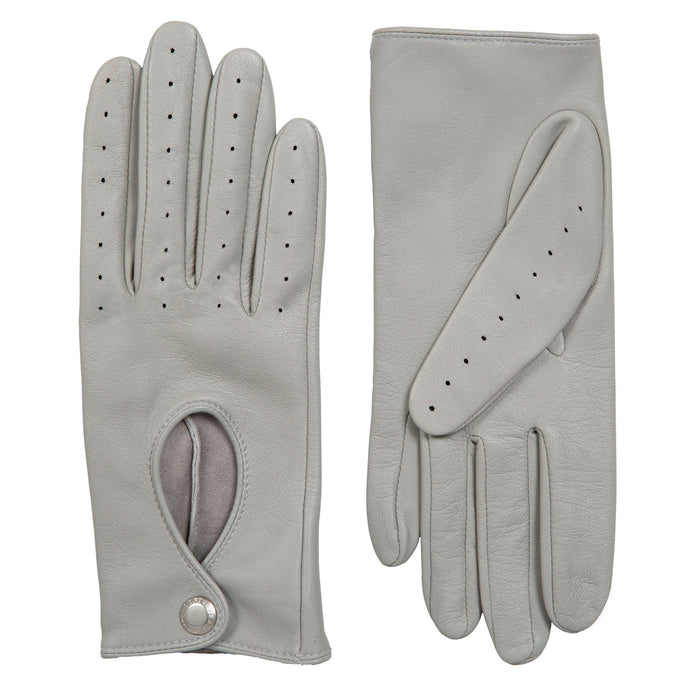 Women's Lined Leather Driving Gloves Dove Grey side