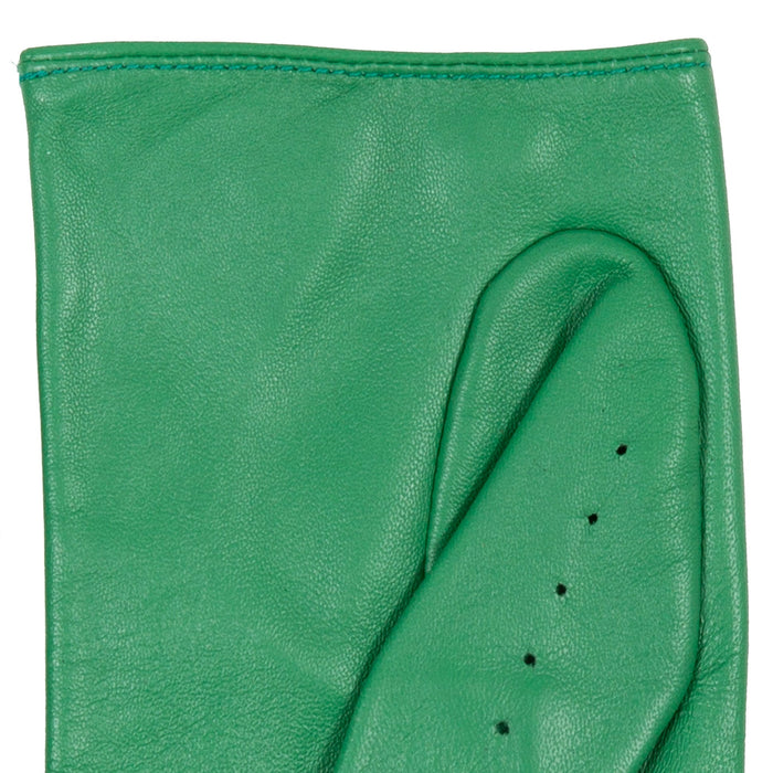Women's emerald leather driving gloves left cuff