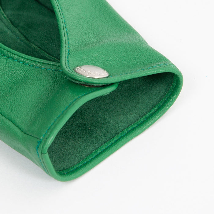 Women's emerald leather driving gloves open cuff